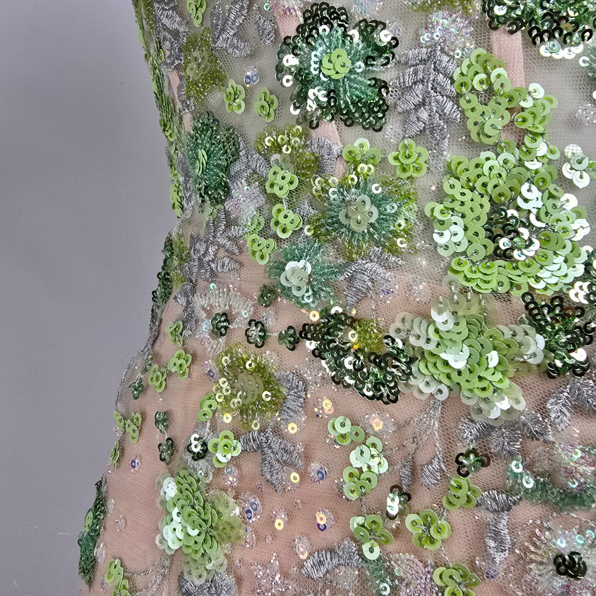 Colors Blush Floral Sequined Eventwear Gown Size 4 Style 3447