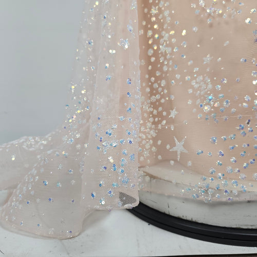 Colors Blush Floral Sequined Eventwear Gown Size 4 Style 3447