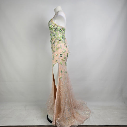 Colors Blush Floral Sequined Eventwear Gown Size 4 Style 3447