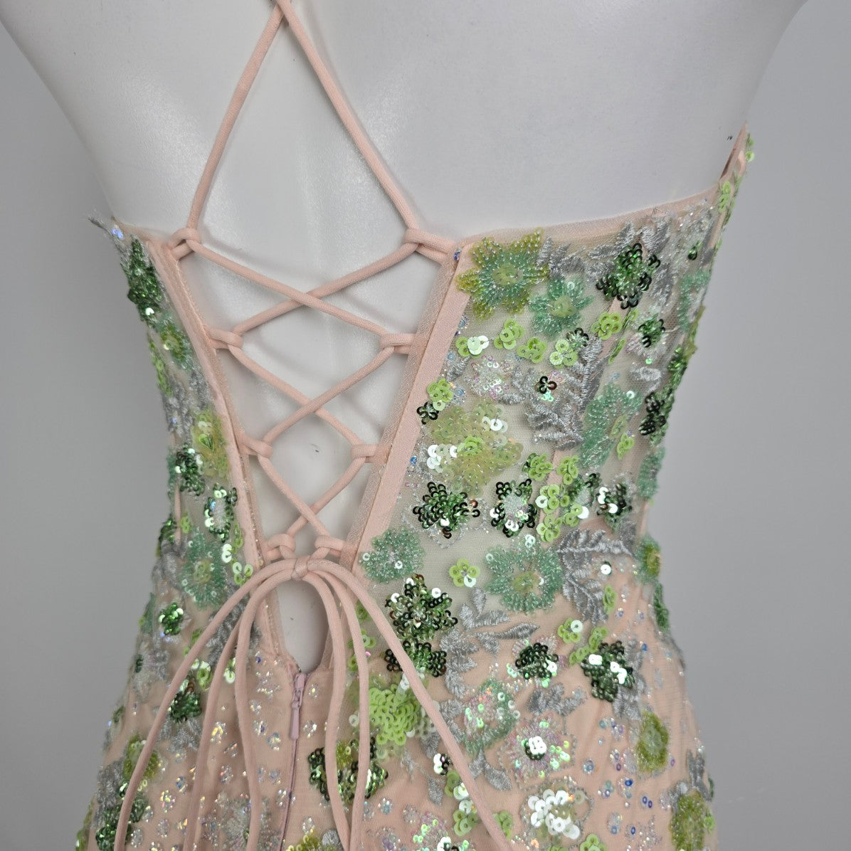Colors Blush Floral Sequined Eventwear Gown Size 4 Style 3447