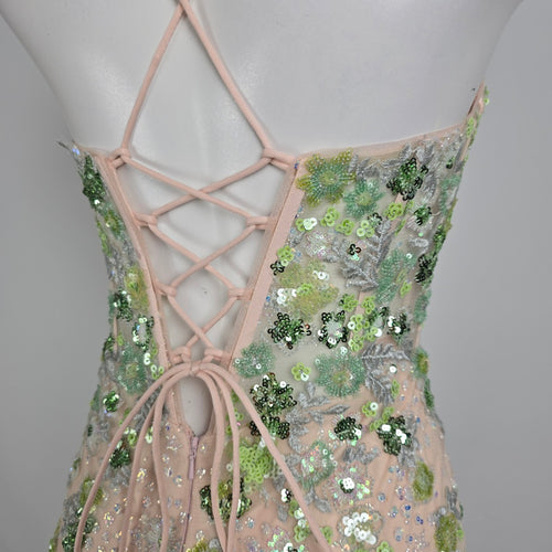 Colors Blush Floral Sequined Eventwear Gown Size 4 Style 3447