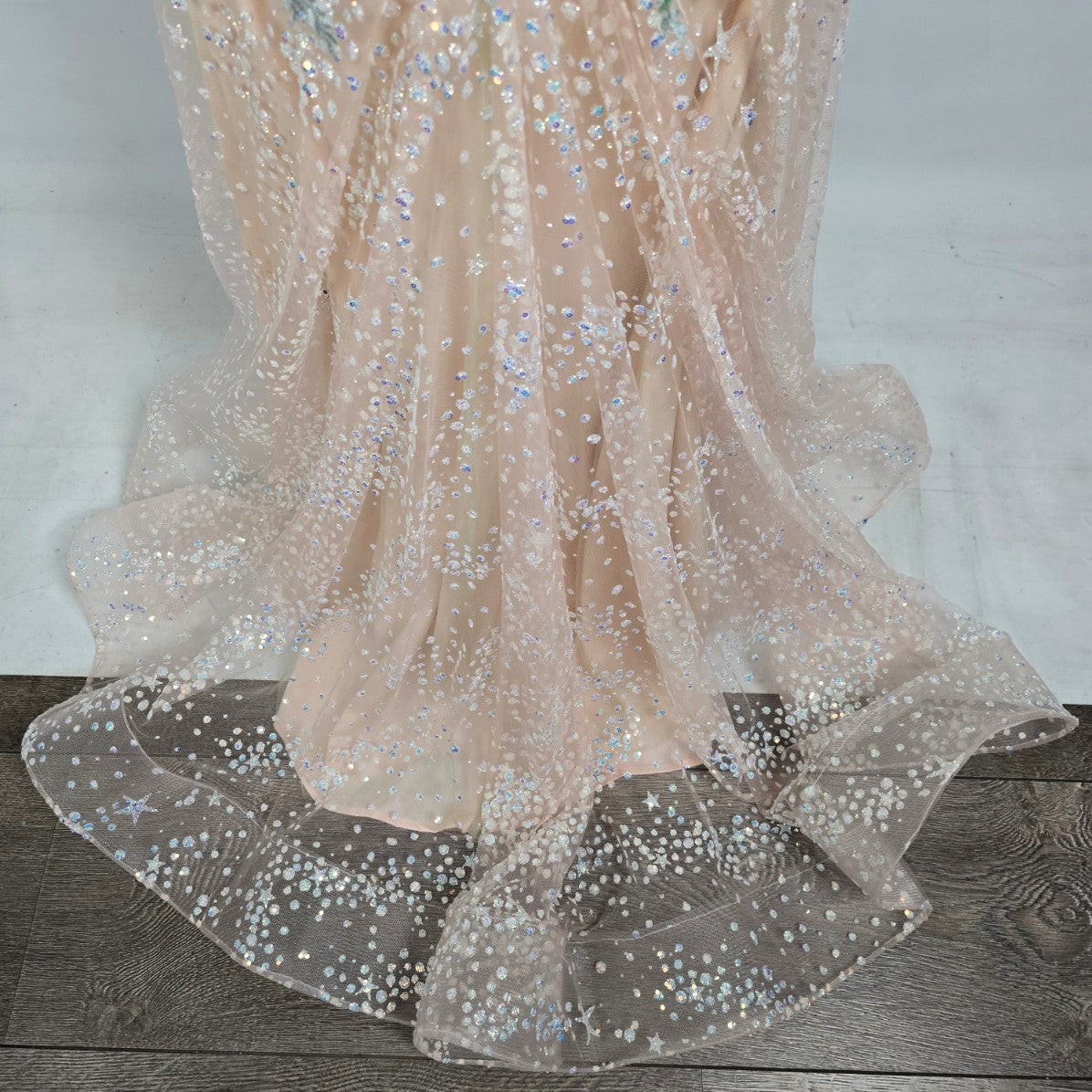 Colors Blush Floral Sequined Eventwear Gown Size 4 Style 3447
