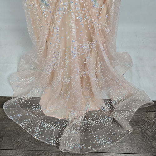 Colors Blush Floral Sequined Eventwear Gown Size 4 Style 3447