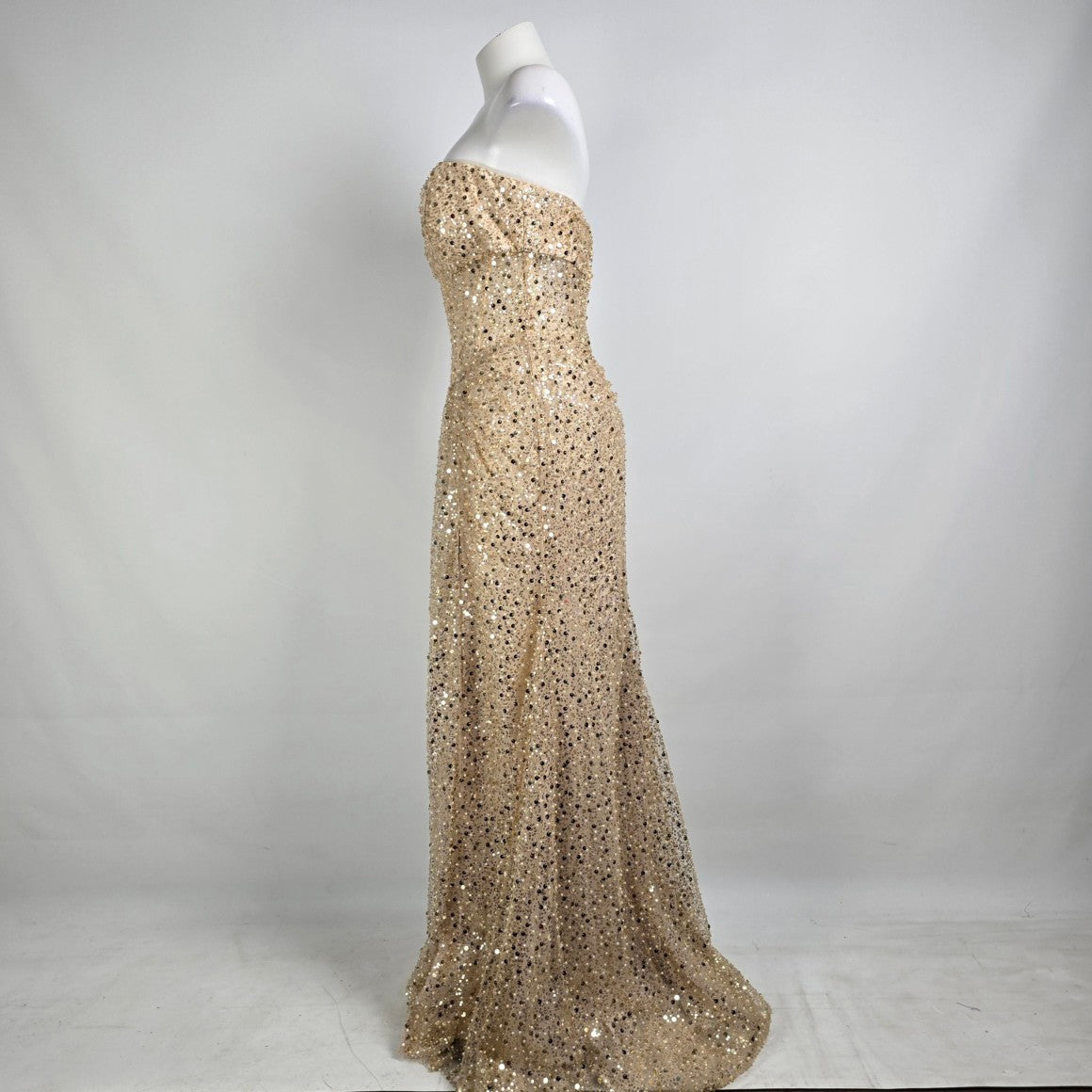 Morilee Gold Sequins & Pearl Eventwear Gown Size 12 Style 49117