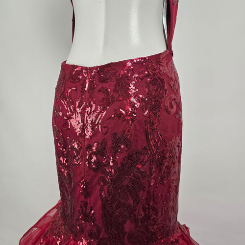 Rachel Allan Marsala Mermaid Eventwear Gown Size 12 Style 6582