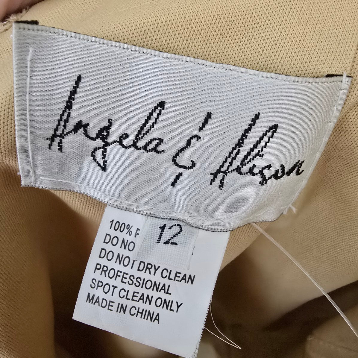 Angela & Alison Gold Embroidered Halter Eventwear Gown Size 12 Style 91084