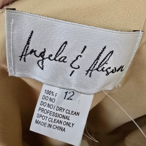 Angela & Alison Gold Embroidered Halter Eventwear Gown Size 12 Style 91084