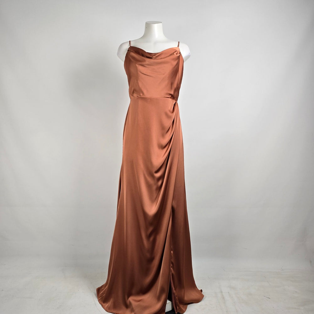 Mori Lee Spice Luxe Satin Bridesmaids Gown Size 12 Style 21856
