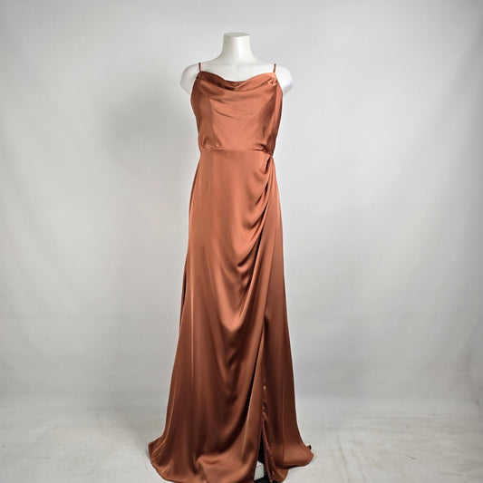 Mori Lee Spice Luxe Satin Bridesmaids Gown Size 12 Style 21856