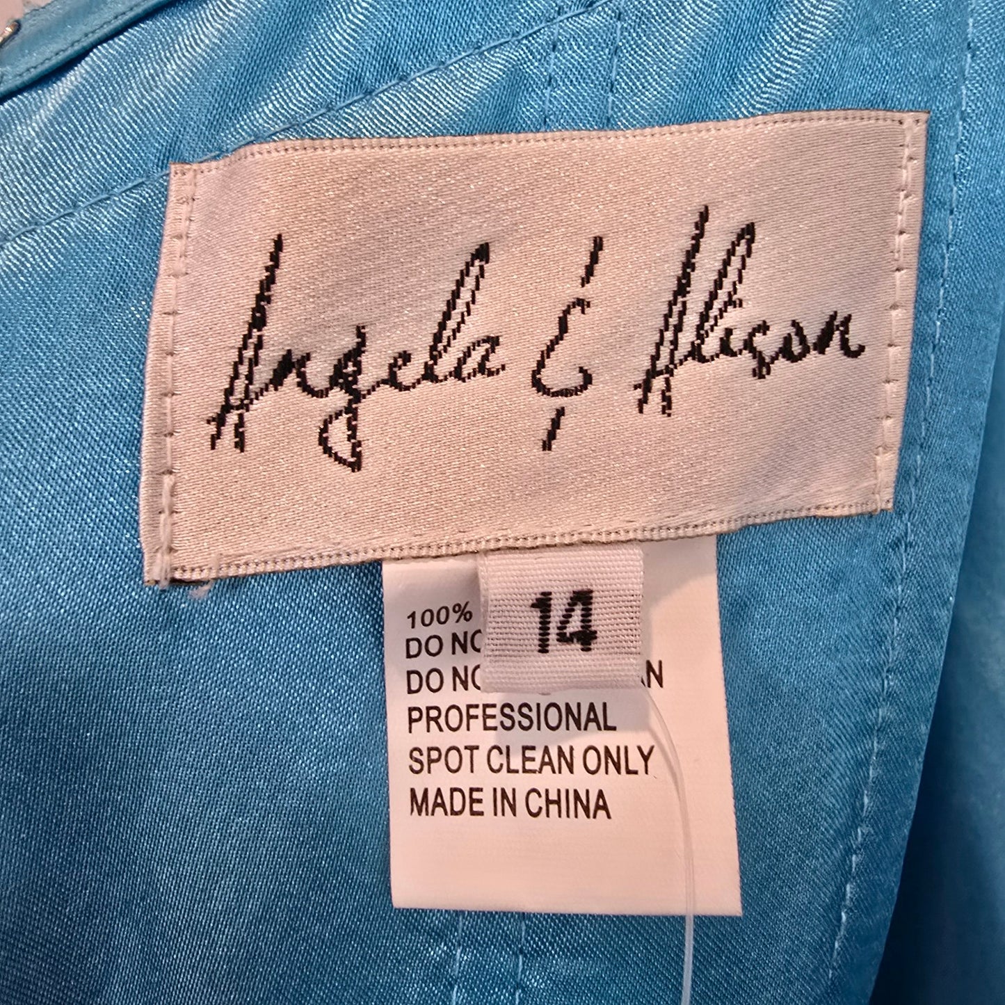 Angela & Alison Blue Metallic Mermaid Eventwear Gown Size 14