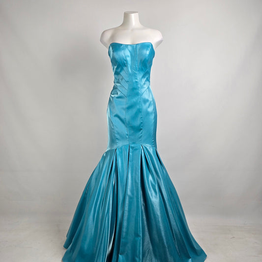 Angela & Alison Blue Metallic Mermaid Eventwear Gown Size 14