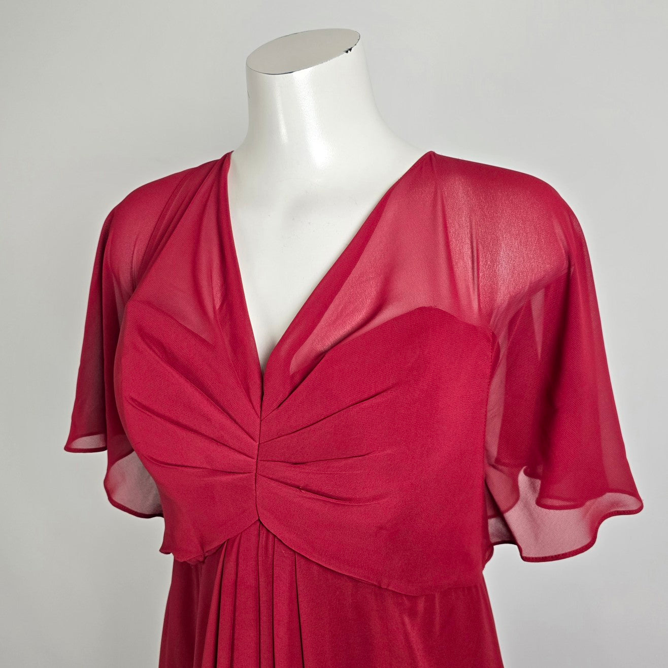 Morilee Claret Chiffon Sleeve Bridesmaid Gown Size 14 Style 21594