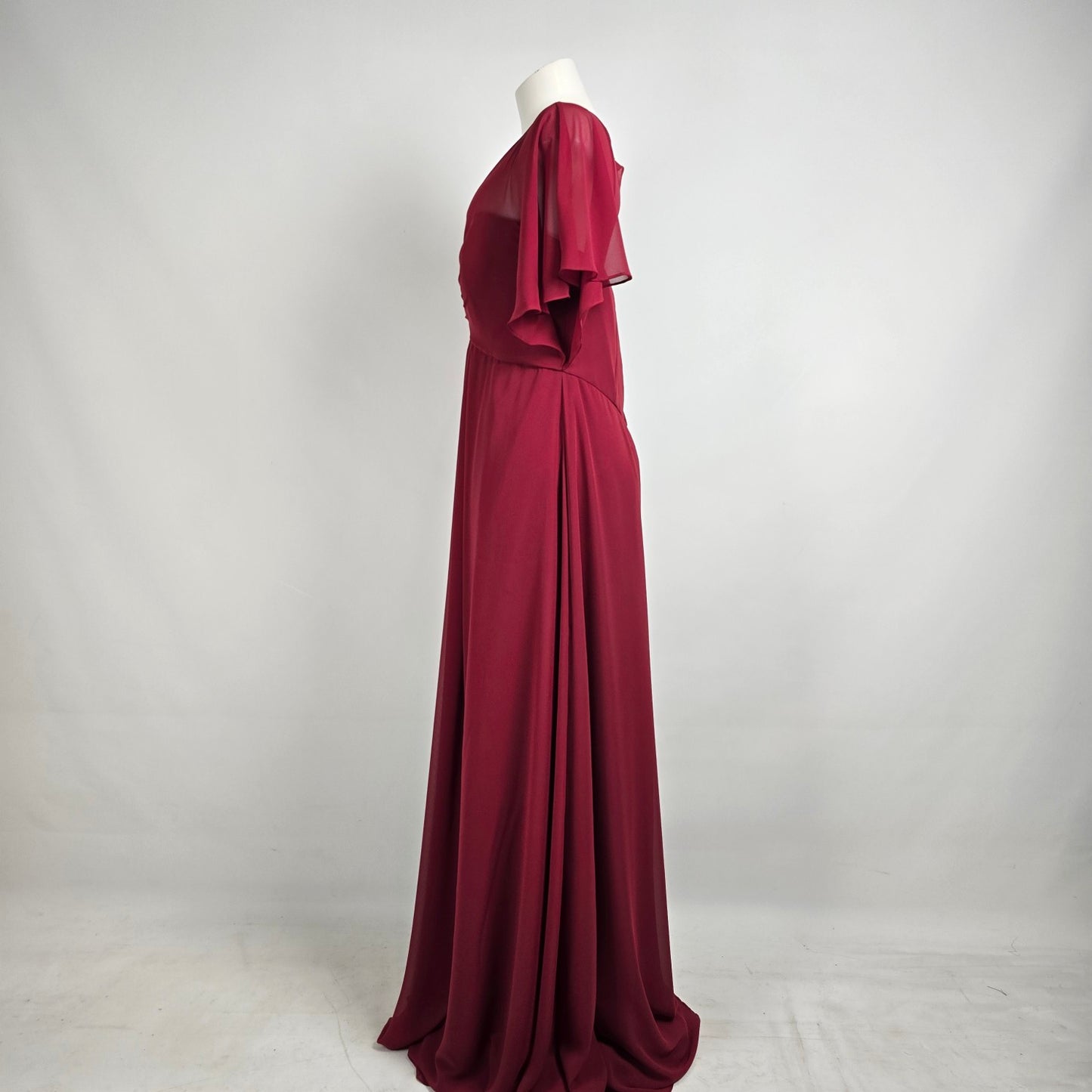 Morilee Claret Chiffon Sleeve Bridesmaid Gown Size 14 Style 21594