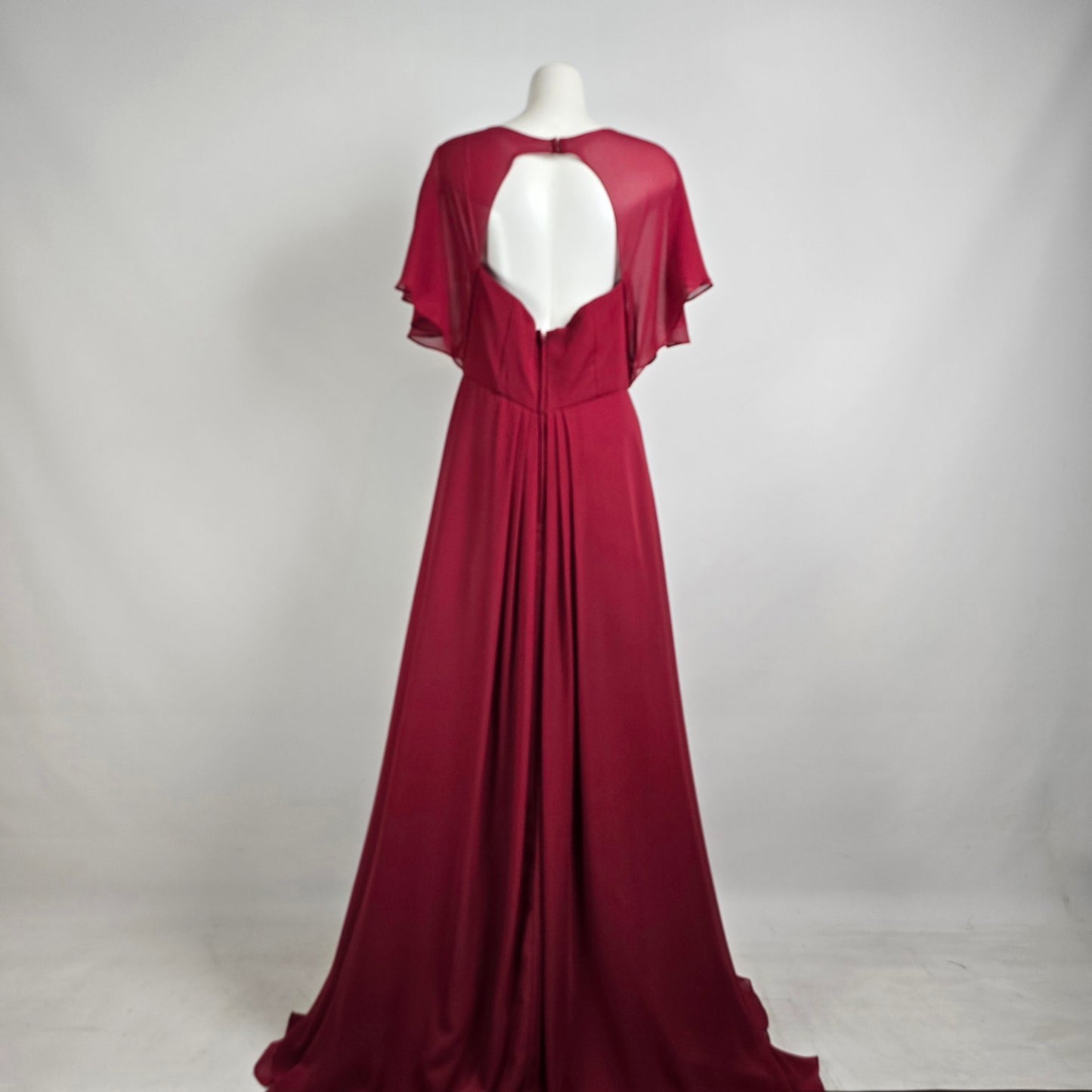 Morilee Claret Chiffon Sleeve Bridesmaid Gown Size 14 Style 21594