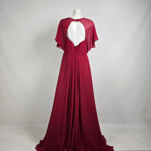 Morilee Claret Chiffon Sleeve Bridesmaid Gown Size 14 Style 21594