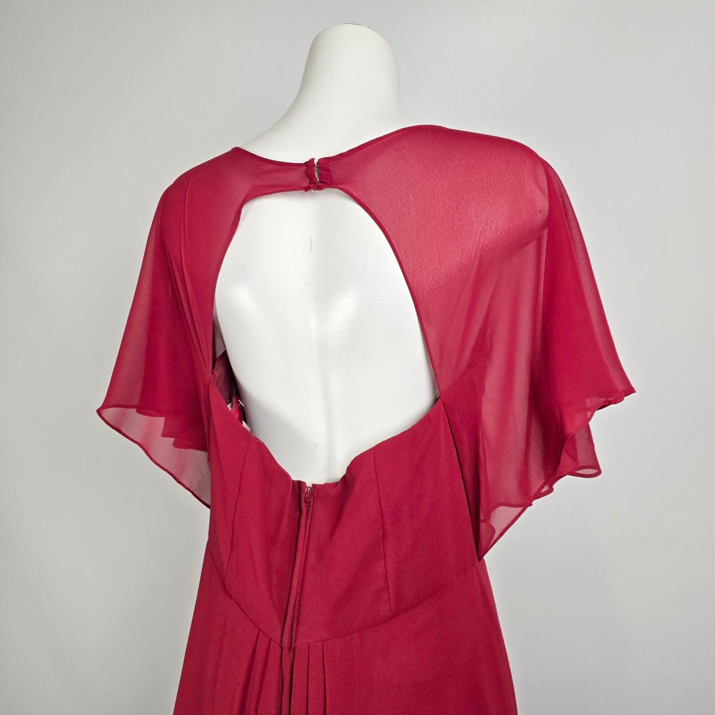 Morilee Claret Chiffon Sleeve Bridesmaid Gown Size 14 Style 21594