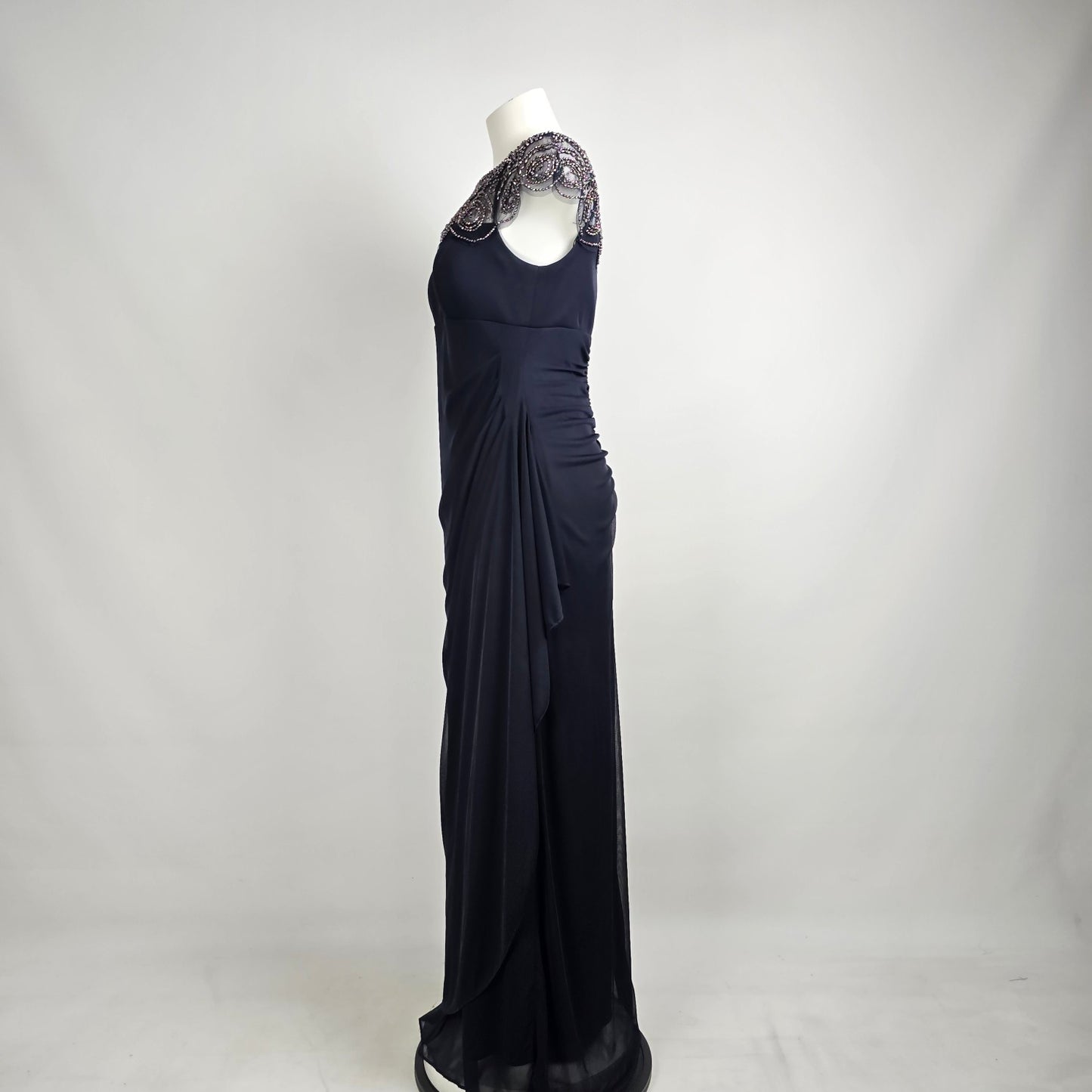 Xscape Navy Blue Beaded Neckline Event Gown Size 14