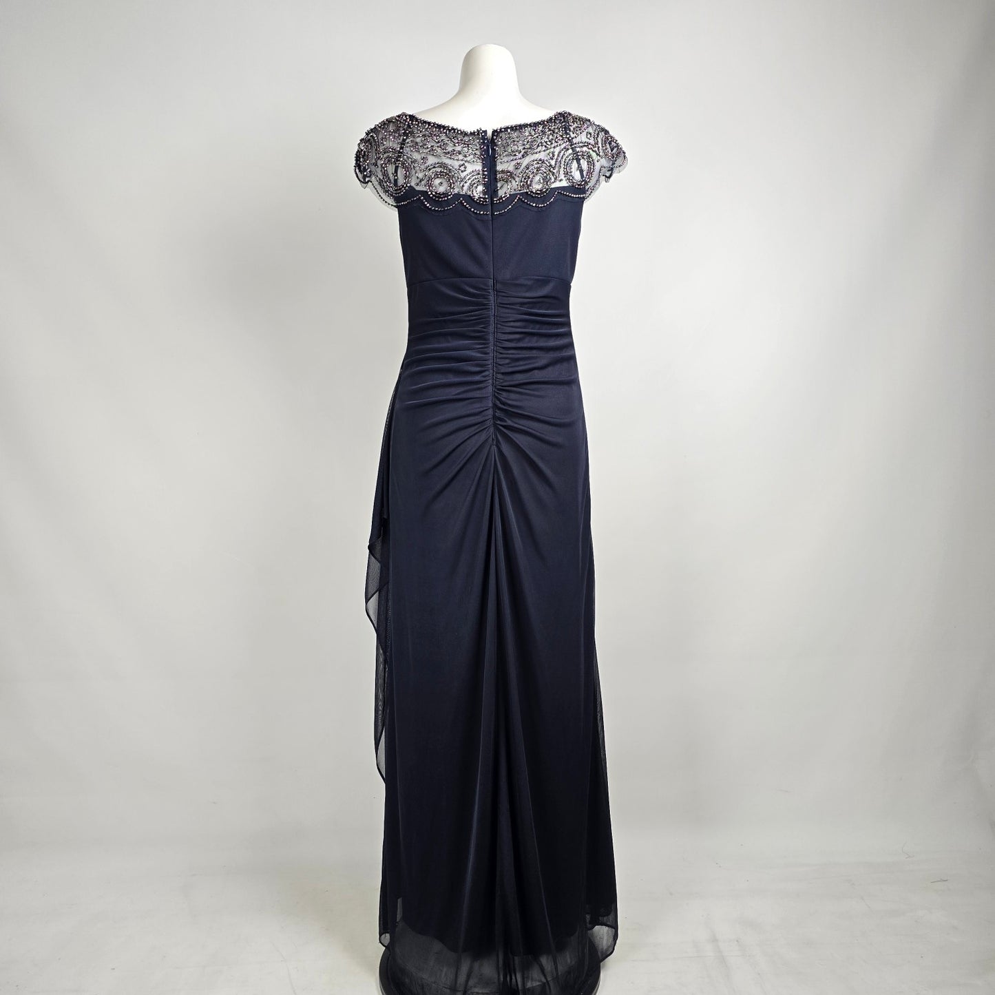 Xscape Navy Blue Beaded Neckline Event Gown Size 14