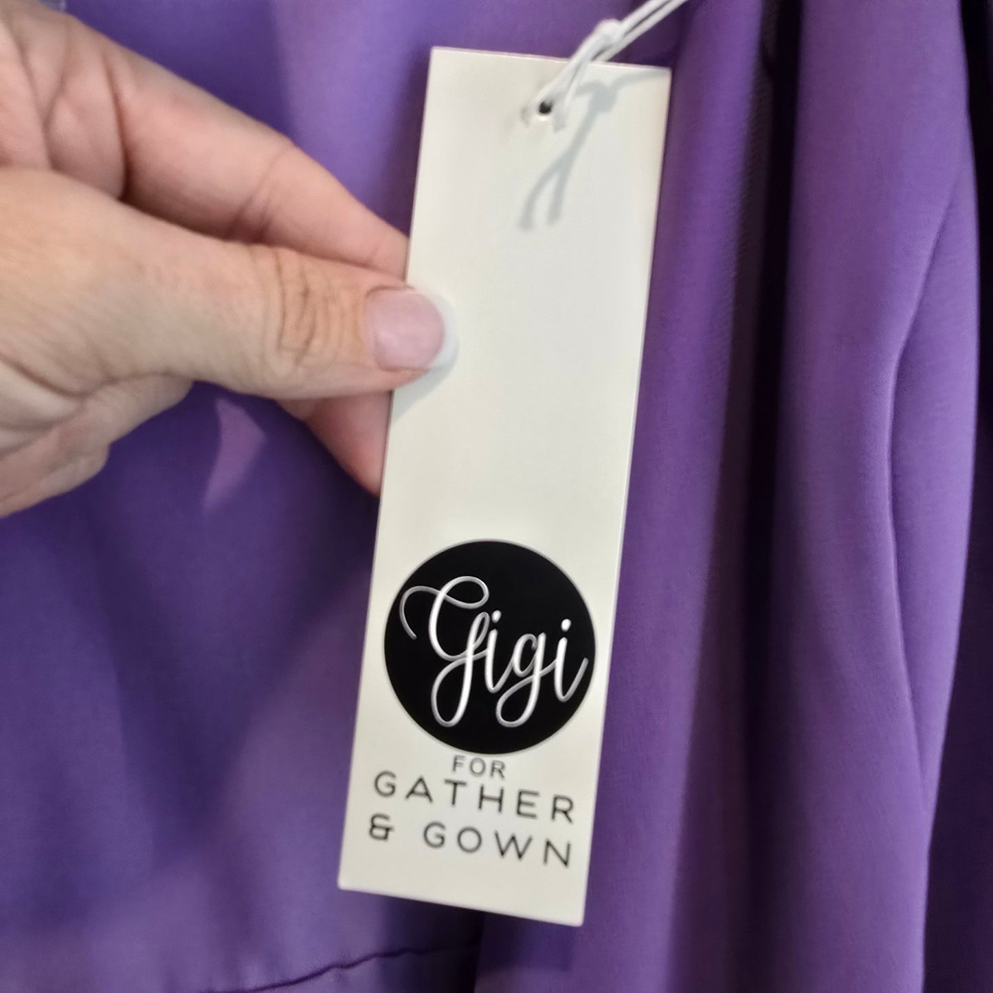 Gigi Gather & Gown Purple Drop Shoulder Bridesmaid Gown Size 16