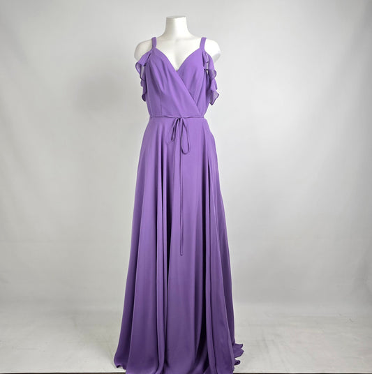Gigi Gather & Gown Purple Drop Shoulder Bridesmaid Gown Size 16