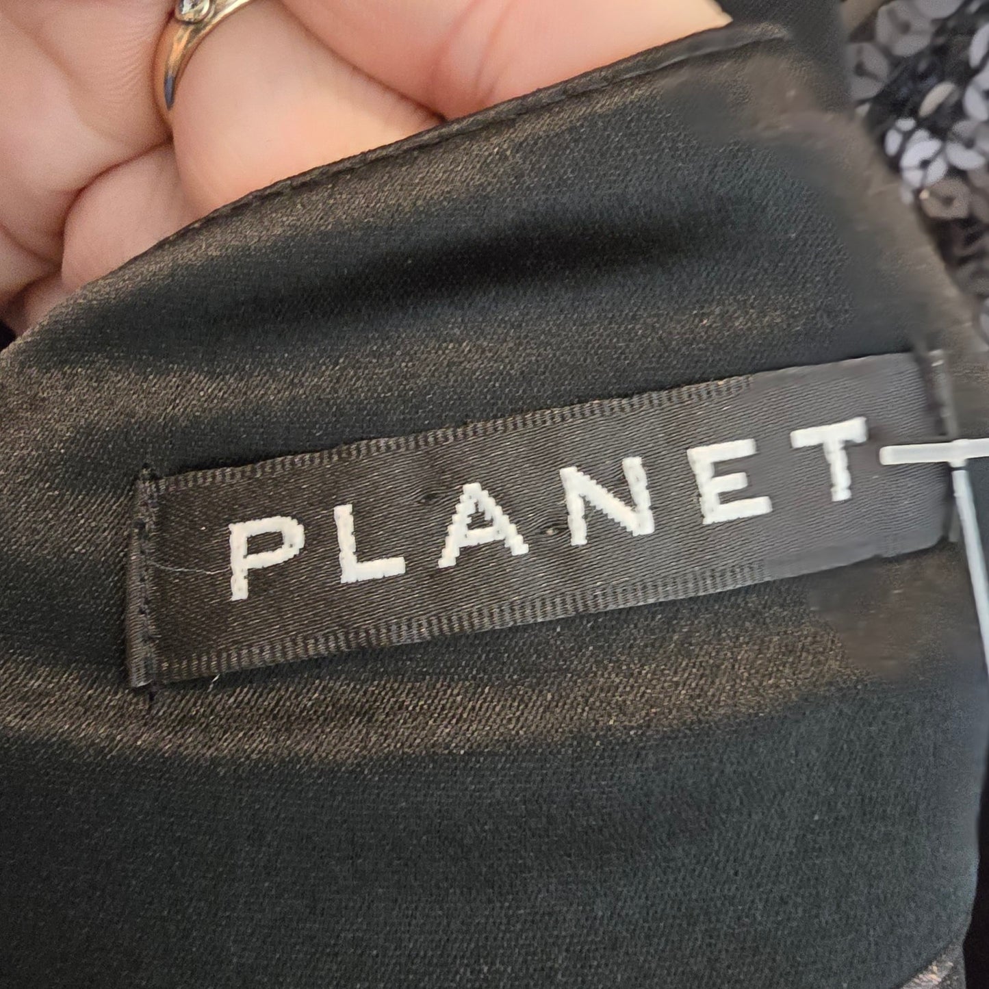 Planet Black Sequined Neckline Midi Dress Size 6