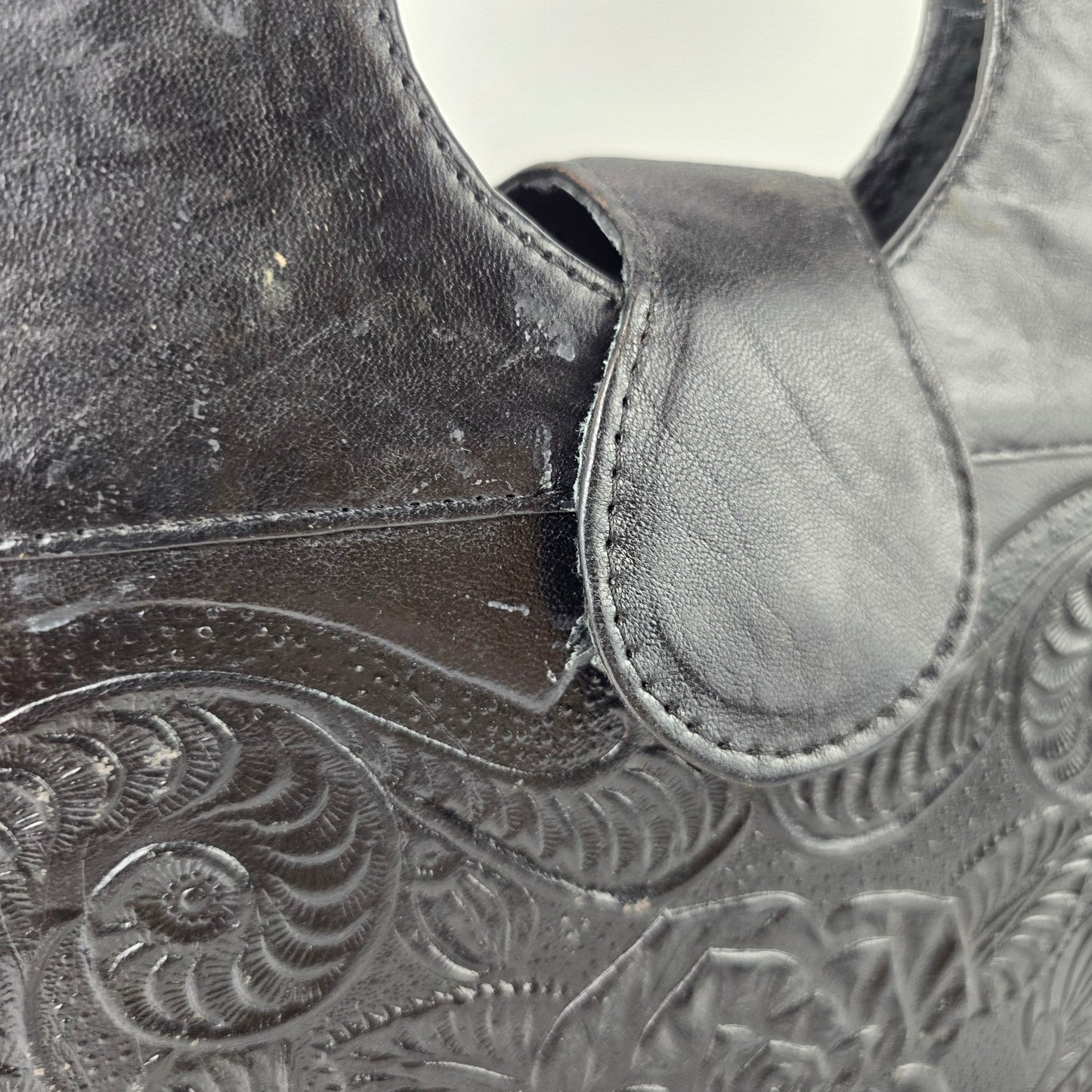 Vintage Made In Mexico Black Embossed Leather Purse