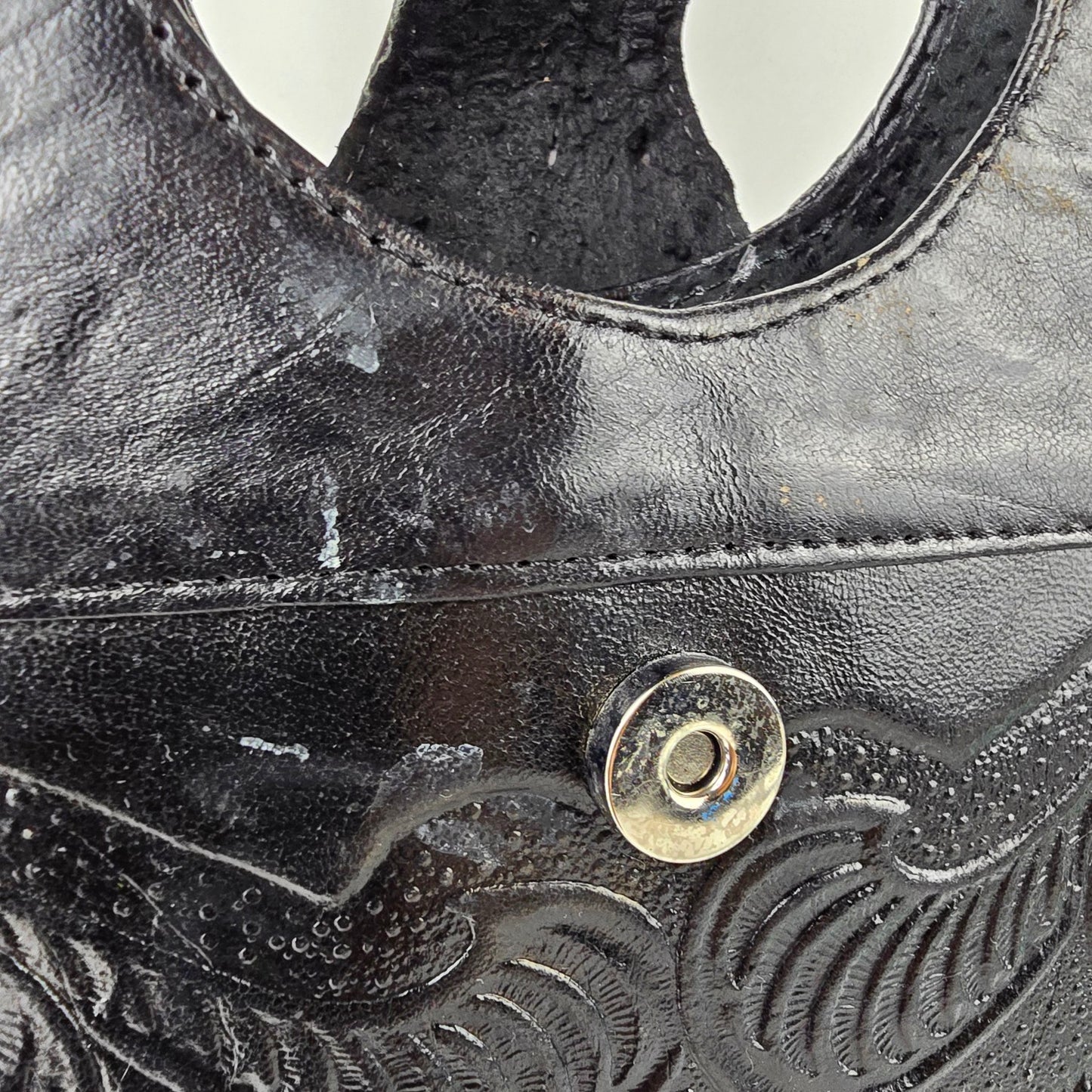 Vintage Made In Mexico Black Embossed Leather Purse
