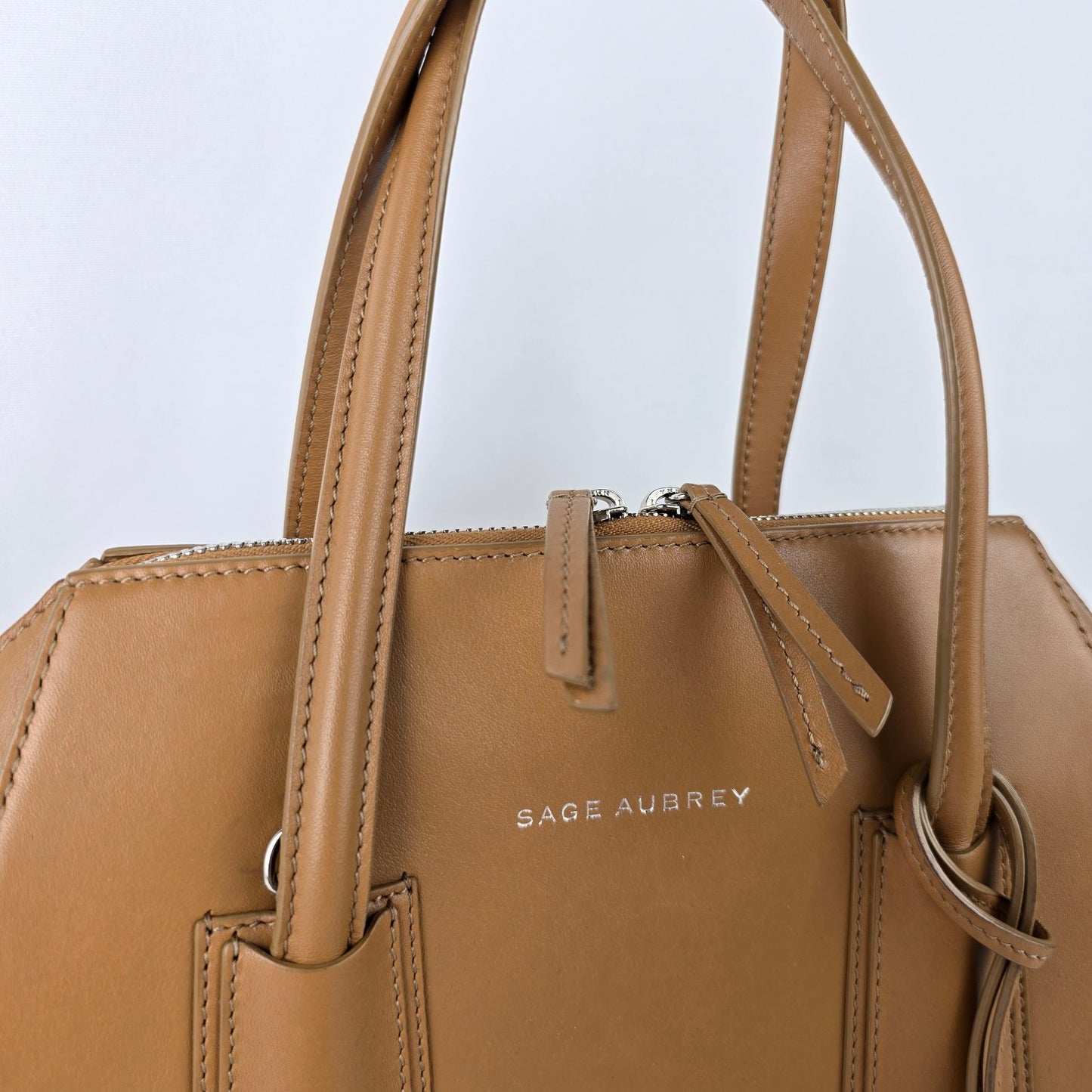 Sage Aubrey Luna Brown Leather Top Handle Purse