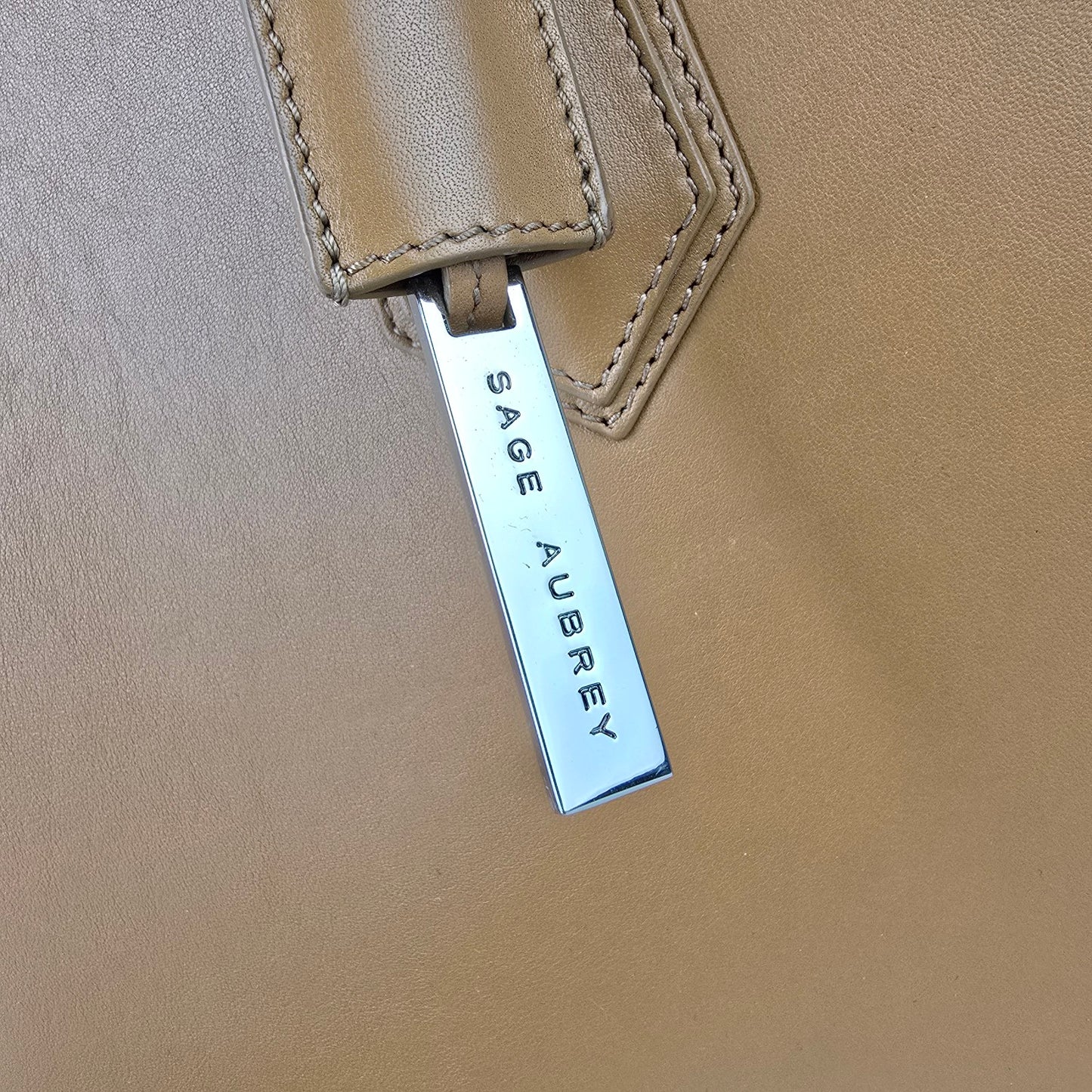 Sage Aubrey Luna Brown Leather Top Handle Purse