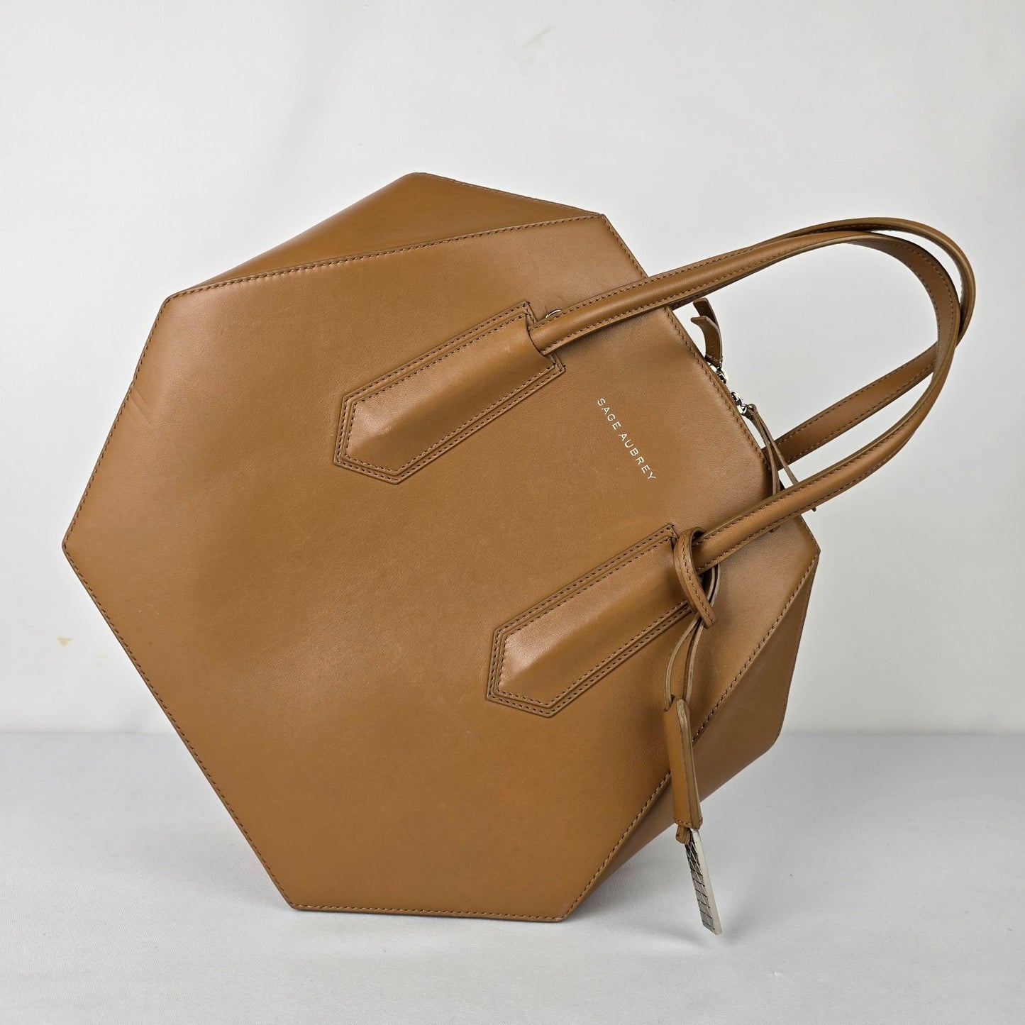 Sage Aubrey Luna Brown Leather Top Handle Purse
