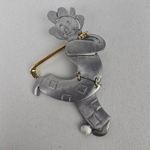 Vintage Silver Articulated Golf Brooch