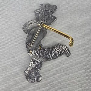 Vintage Silver Articulated Golf Brooch