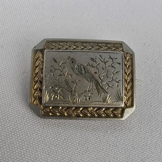 Antique Victorian Silver Bird Brooch