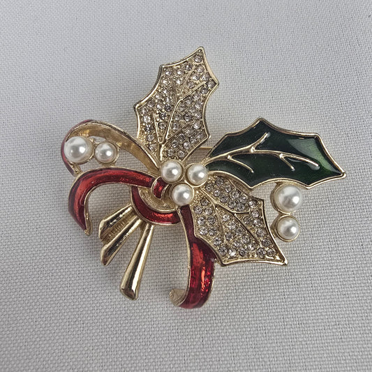 Vintage Christmas Mistletoe Brooch