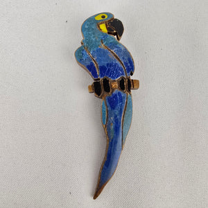 Vintage Handmade Wood Painted Parrot Brooch