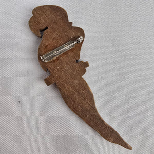 Vintage Handmade Wood Painted Parrot Brooch