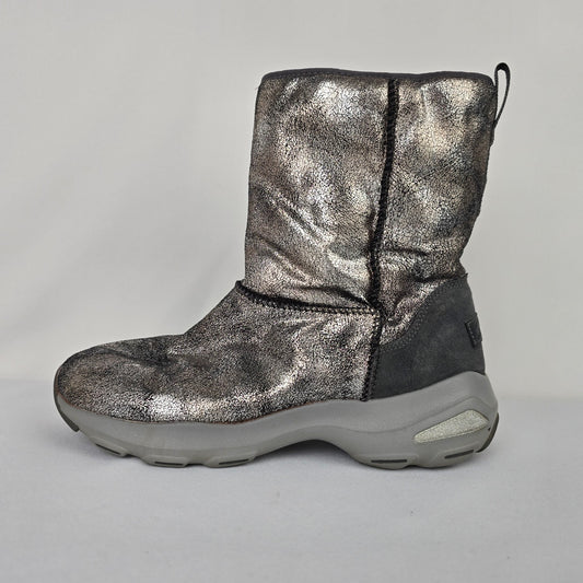 Skechers D'Lites Ultra Silver Metallic Boots Size 8