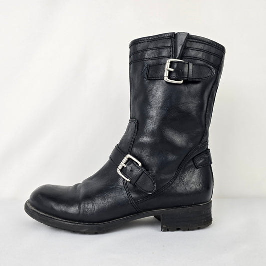 Franco Sarto Black Leather Ankle Boots Size 6.5