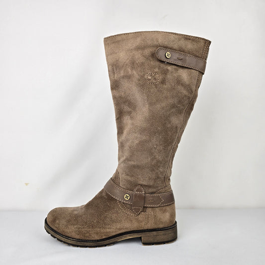 Naturalizer Tanita Taupe Suede Wide Calf Boots Size 6.5