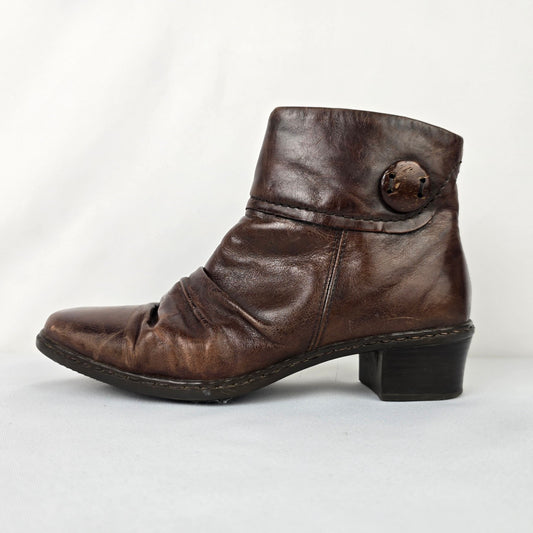 Rieker Brown Leather Ankle Boots Size 8.5