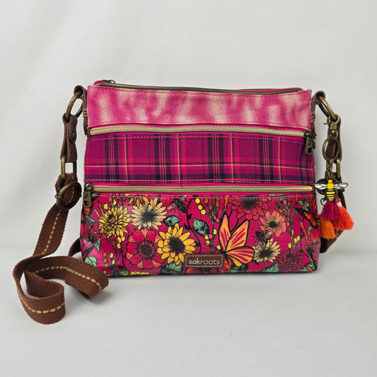 Sakroots Pink Floral Colorful Crossbody Purse