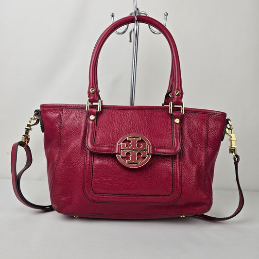 TORY BURCH Amanda Red Leather Small Tote Bag Purse