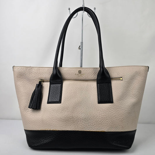 Kate Spade Southport Ave Harmony Black & Cream Leather Tote Bag