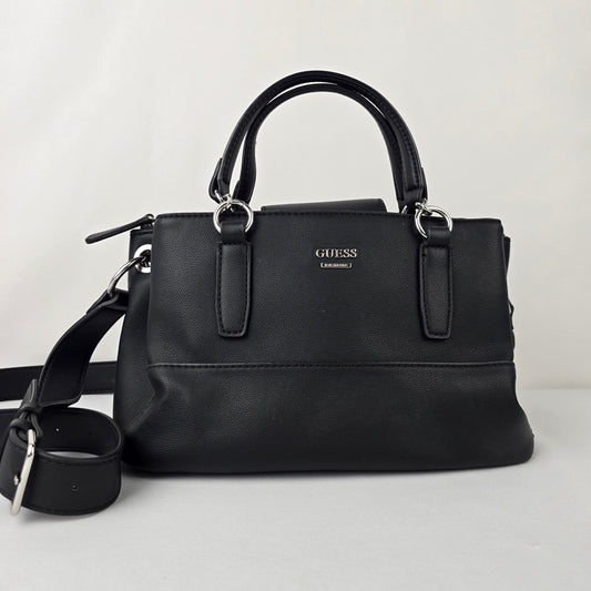 Guess Black Vegan Leather Satchel Purse