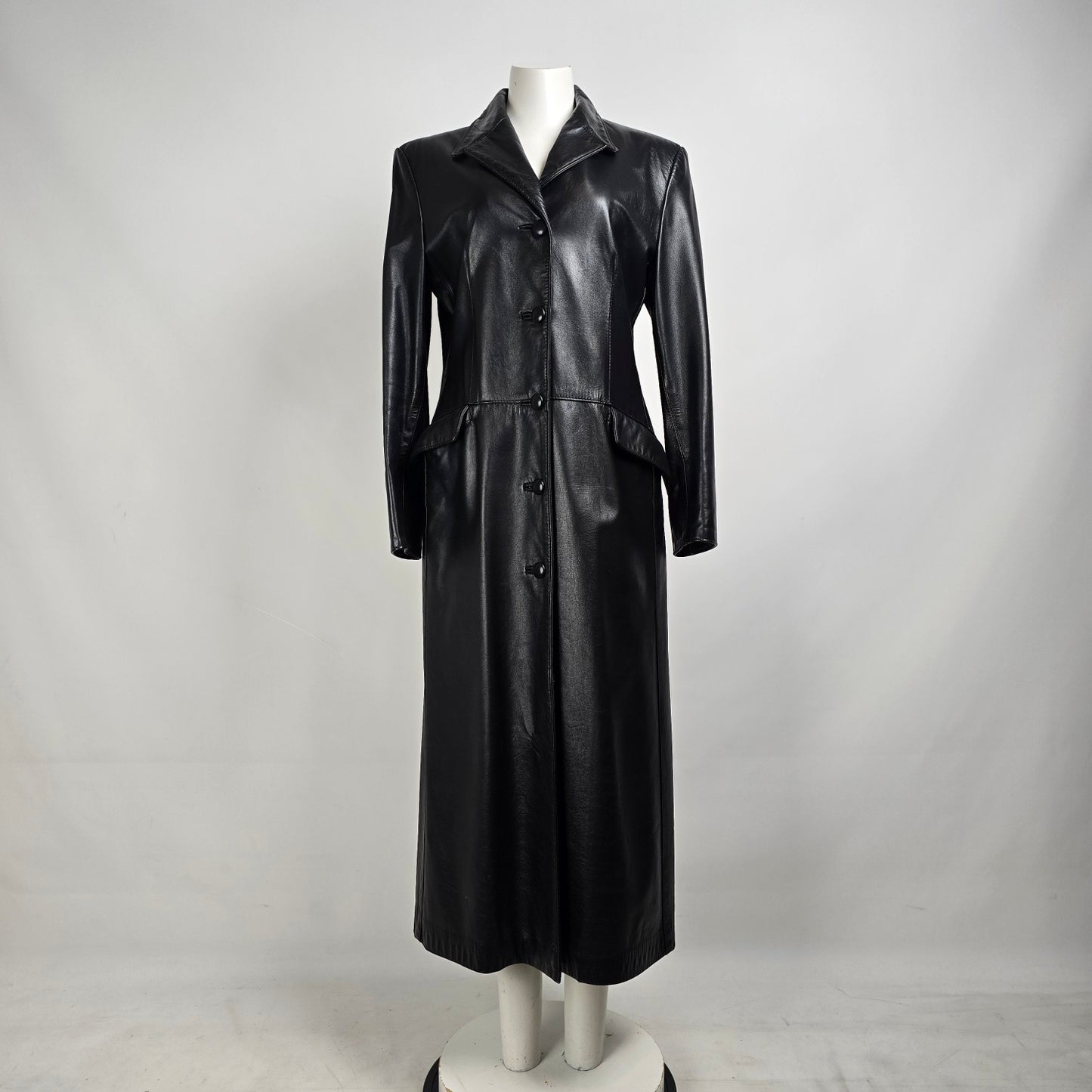 Vintage The Leather Rack Black Long Jacket Size M/L