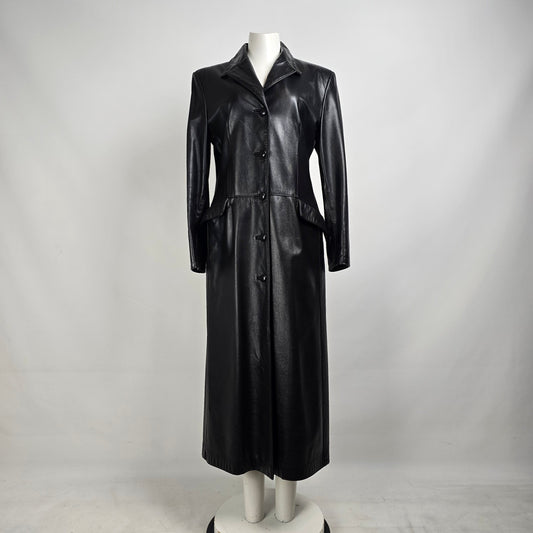 Vintage The Leather Rack Black Long Jacket Size M/L