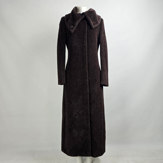 Max Mara Brown Alpaca Wool Long Coat Size 10