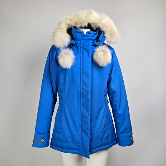 Parka Quartz Nature Blue Fur Lined Elf Hooded Winter Parka Jacket Size L