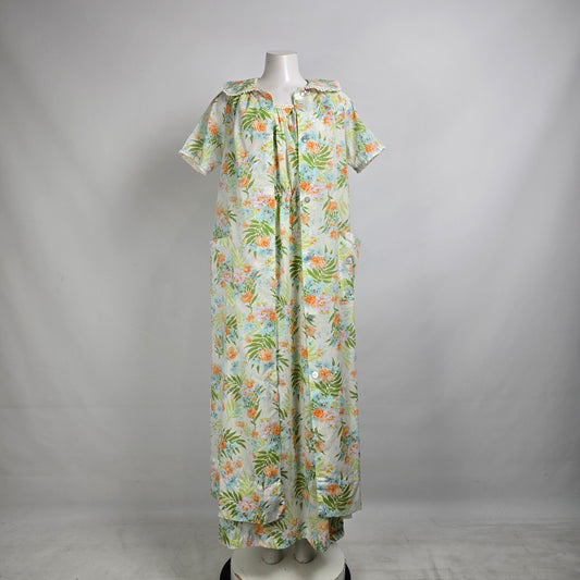 Vintage Floral Night Gown & Dressing Gown Set Size S/M