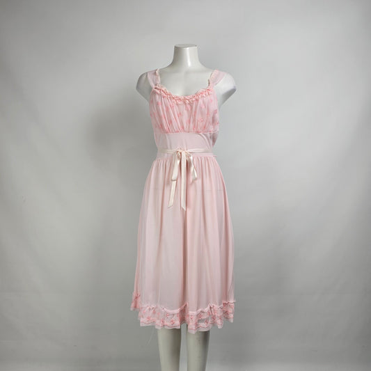 Vintage Blue swan Pink Lingerie Night Gown Slip Dress Size 6